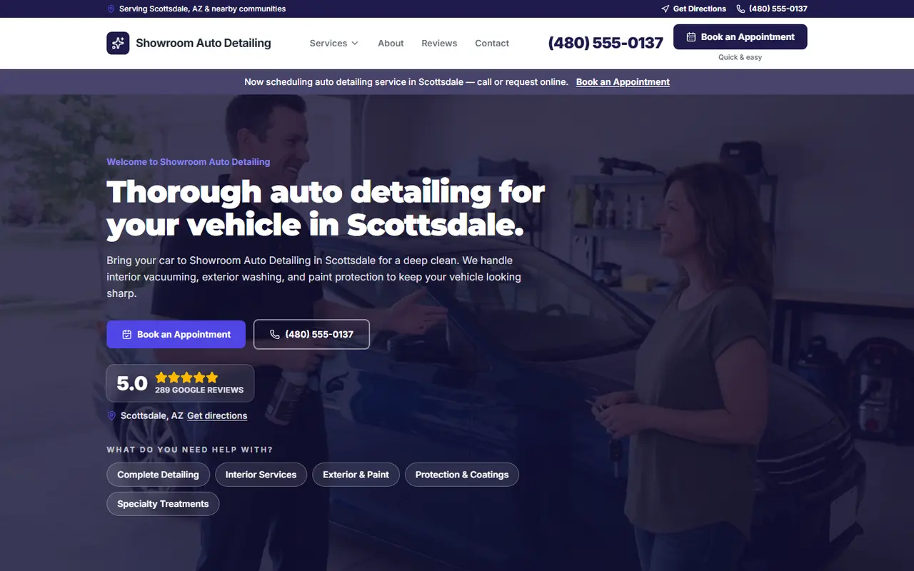 Example auto detailing website design