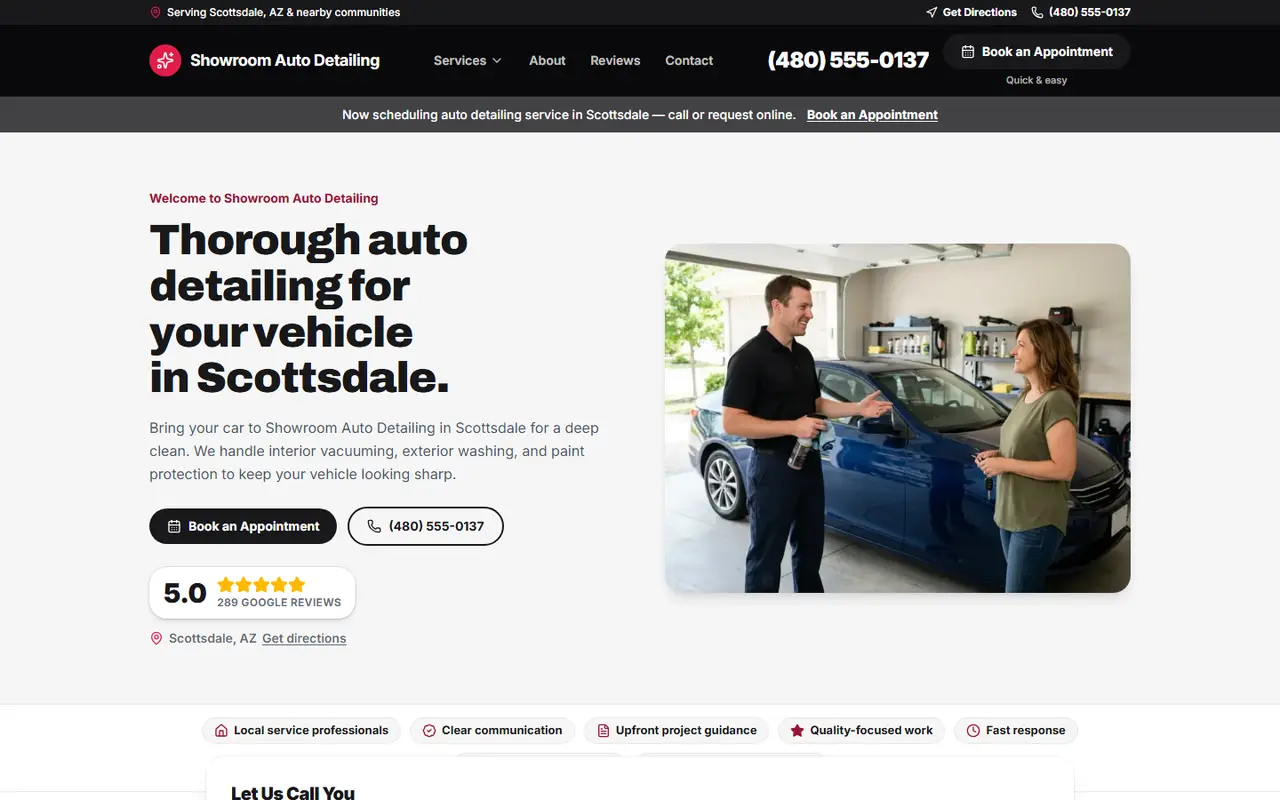 Auto Detailing website design, look 2