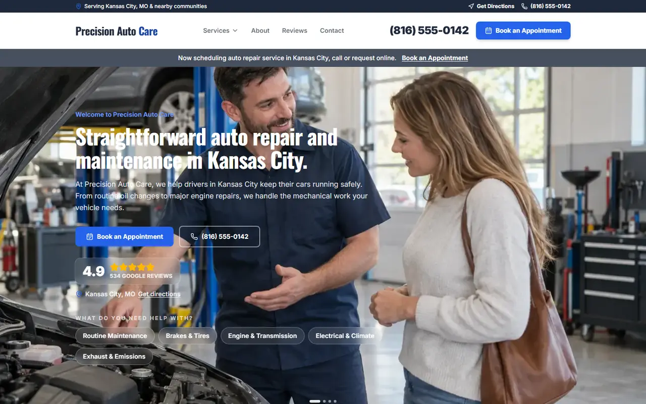 Auto Repair website design