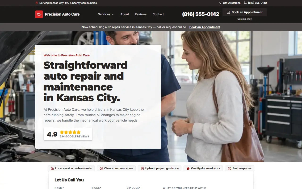 Auto Repair website design, look 2