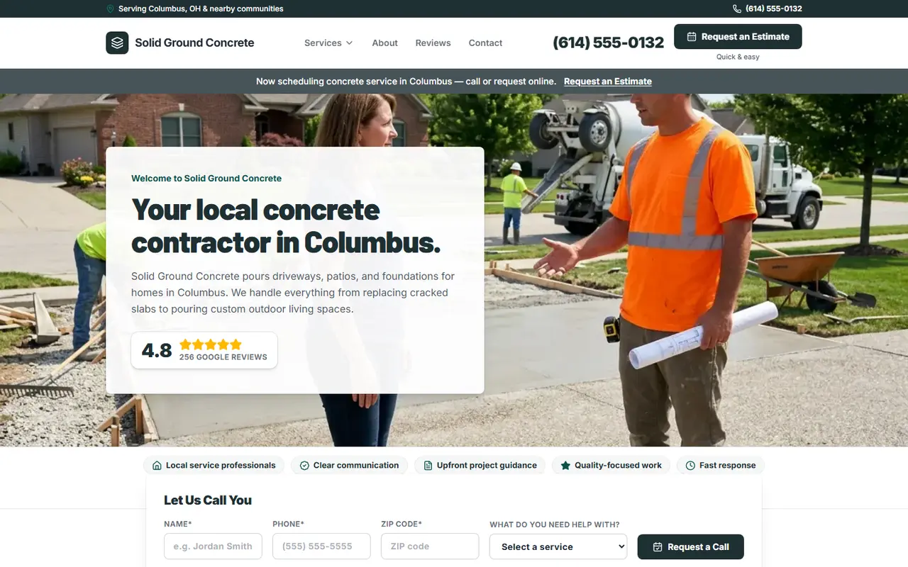 Example concrete website design