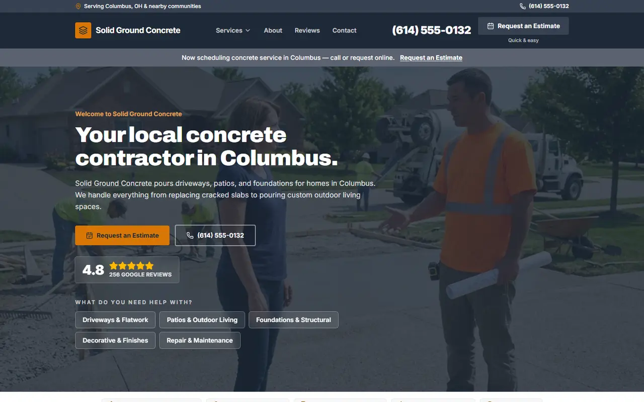 Concrete website design, look 2