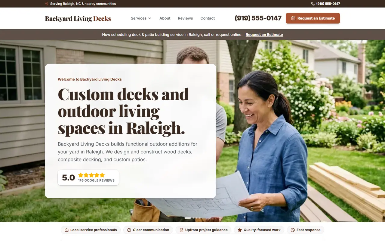 Decks & Patios website design