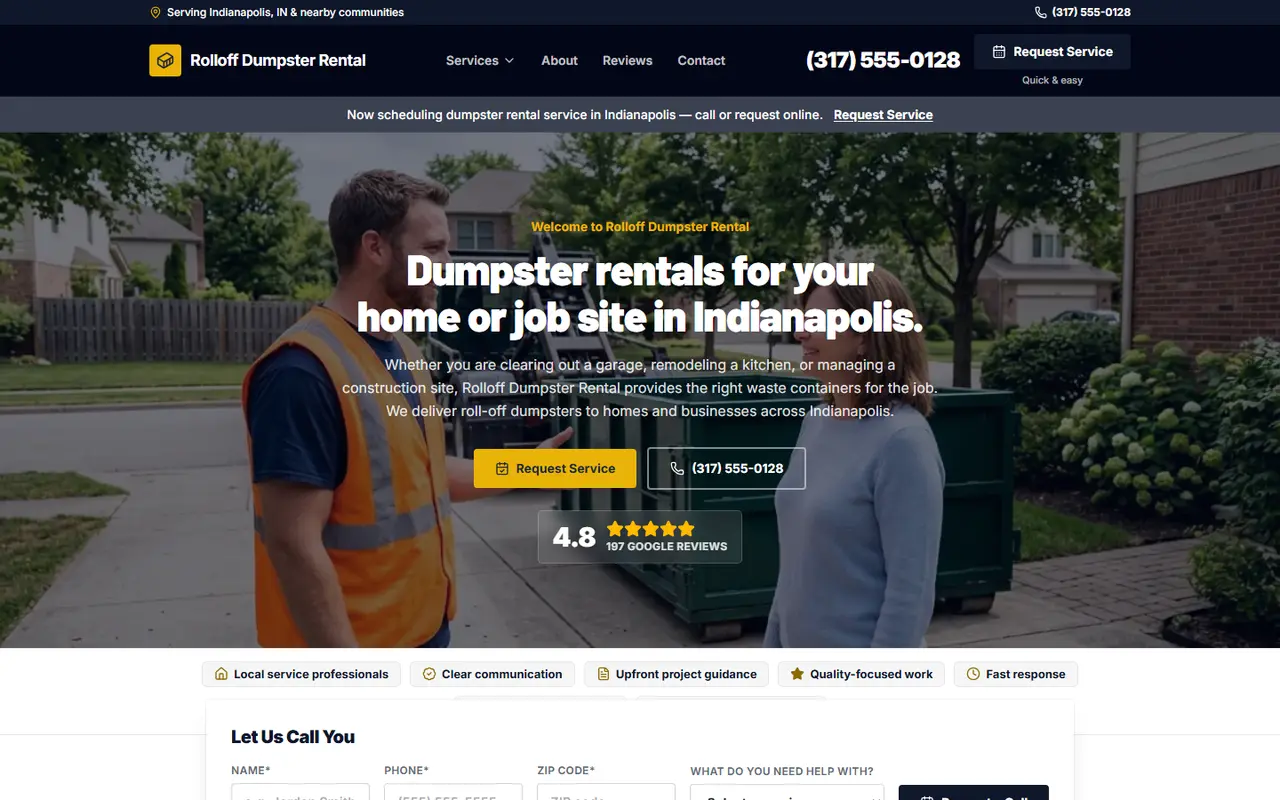 Dumpster Rental website design, look 2