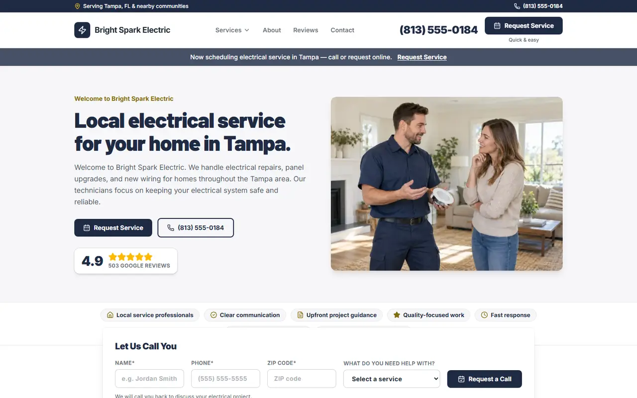 Example electrical website design