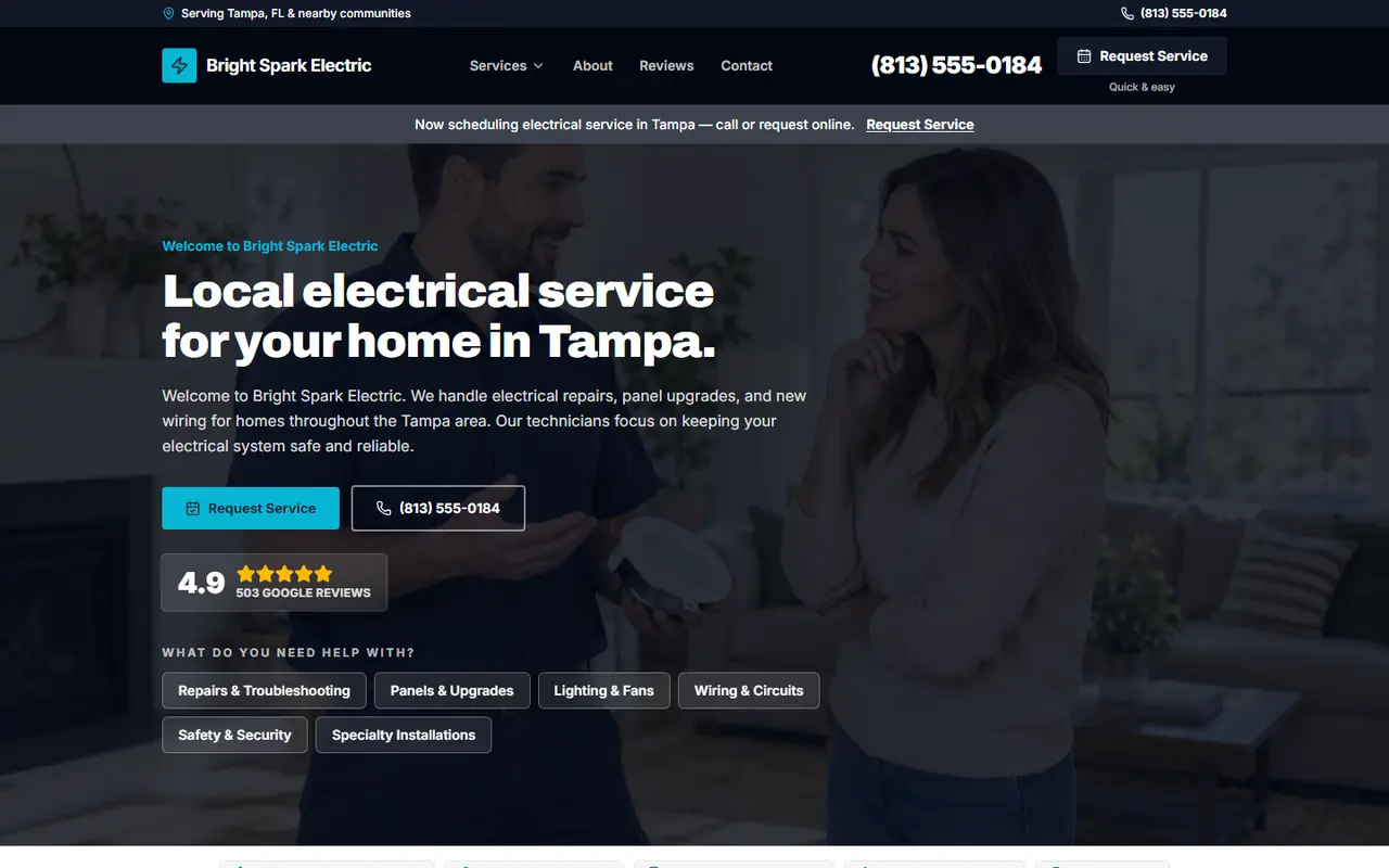 Electrical website design, look 2