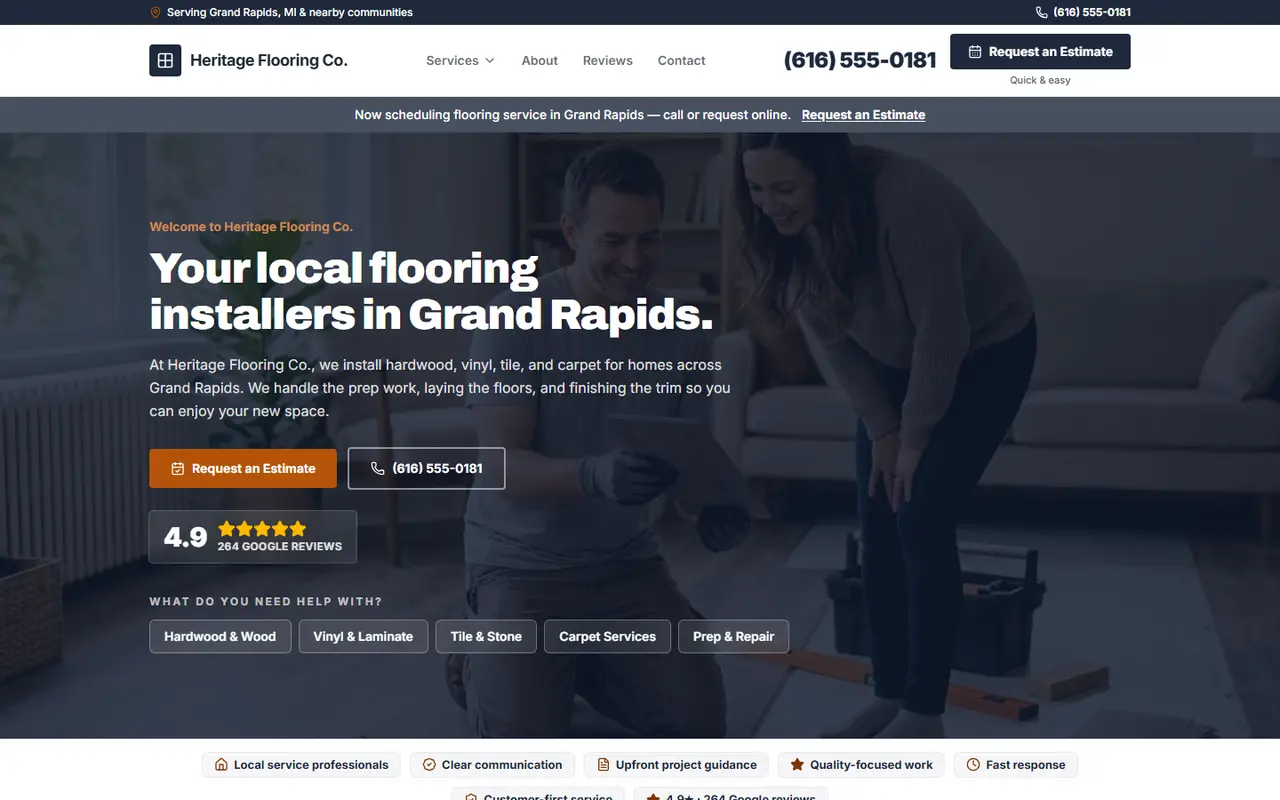 Flooring website design, look 2