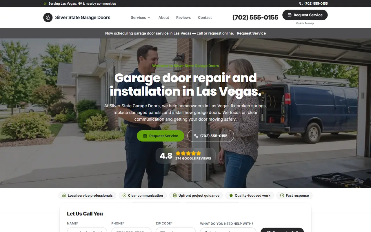 Garage Doors website design, look 2