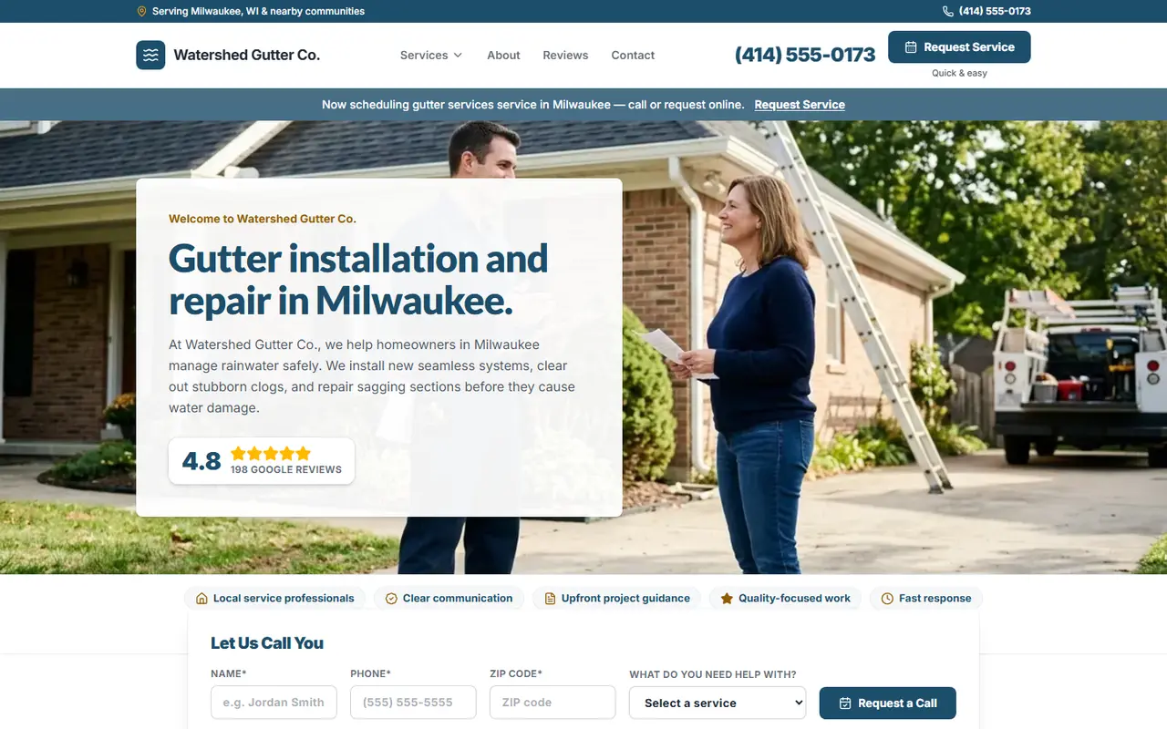 Example gutters website design