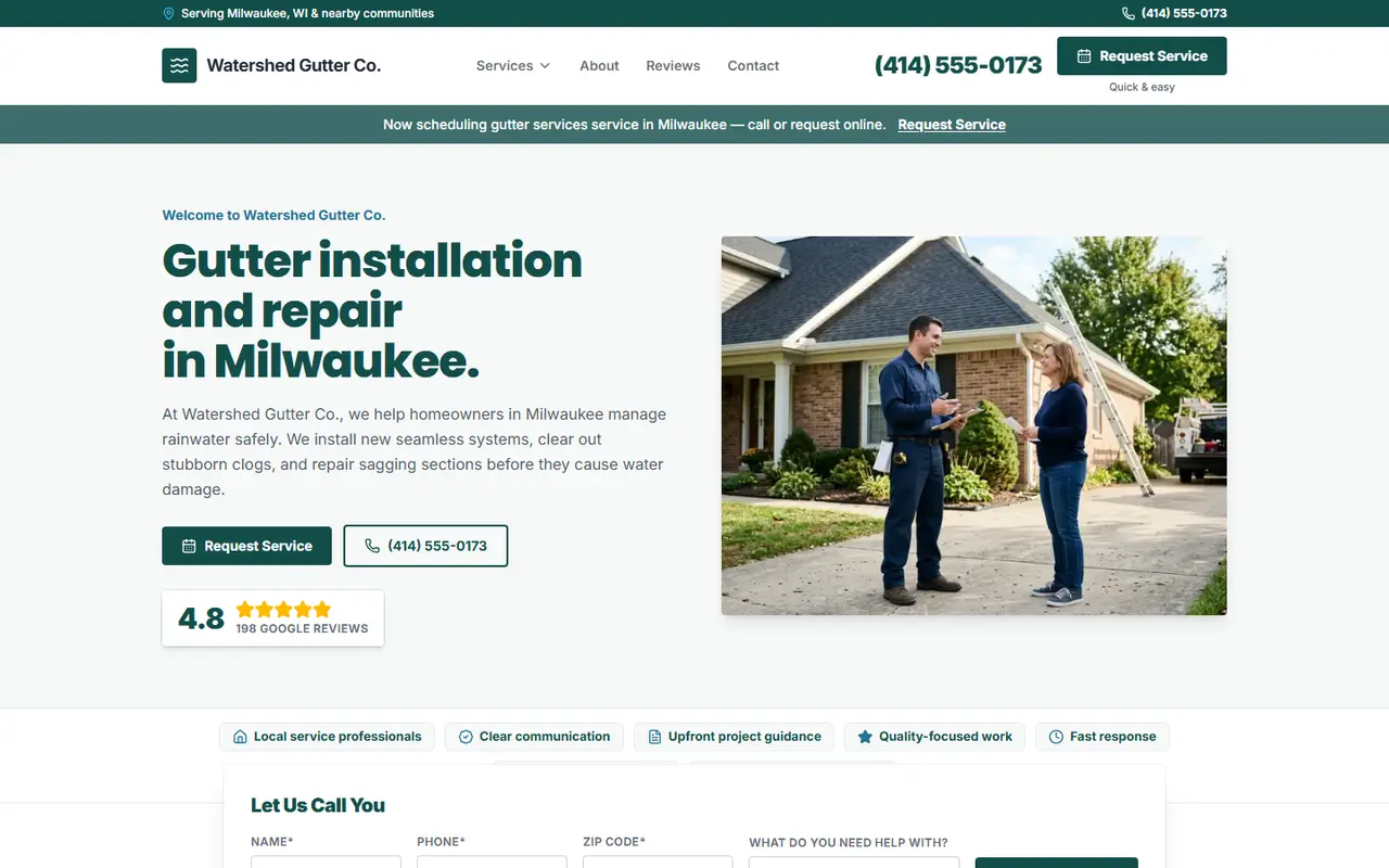 Gutters website design, look 2