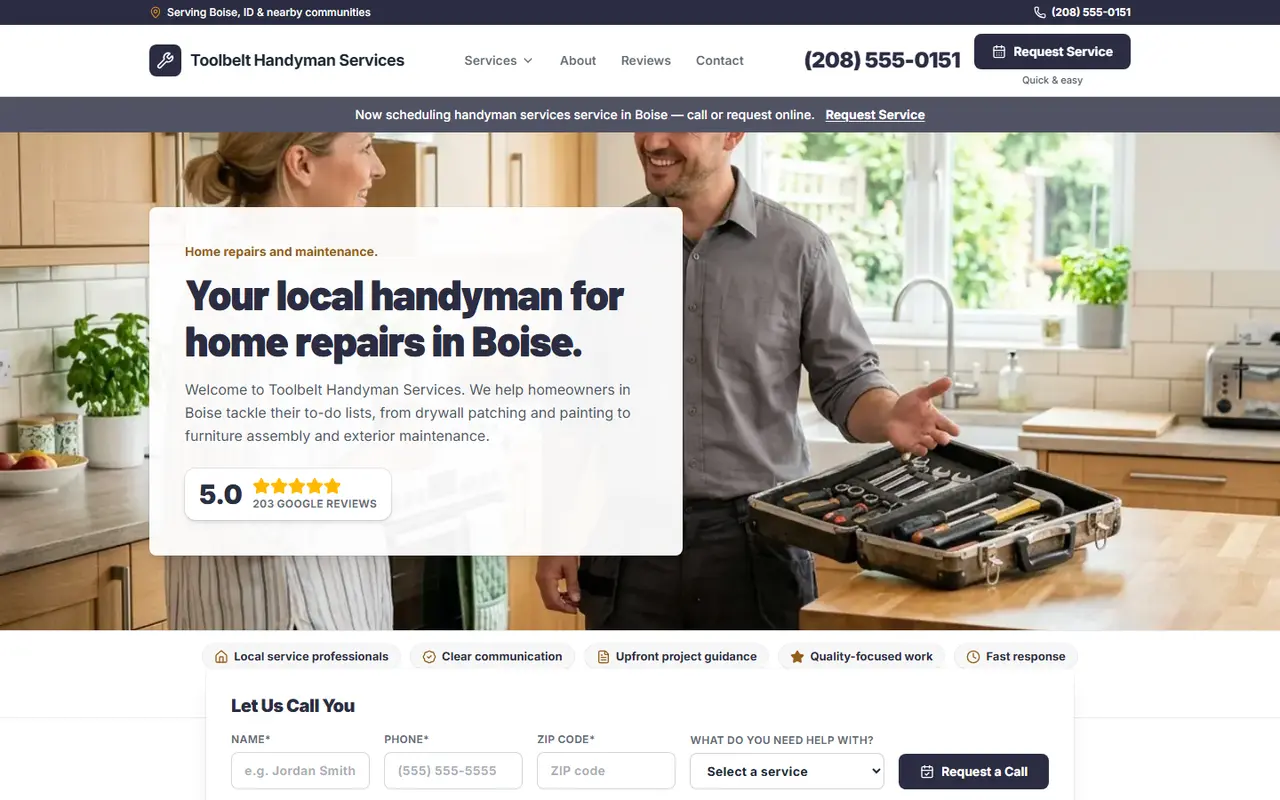 Example handyman website design