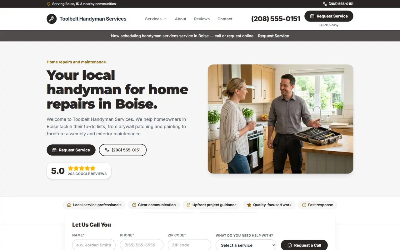 Handyman website design, look 2