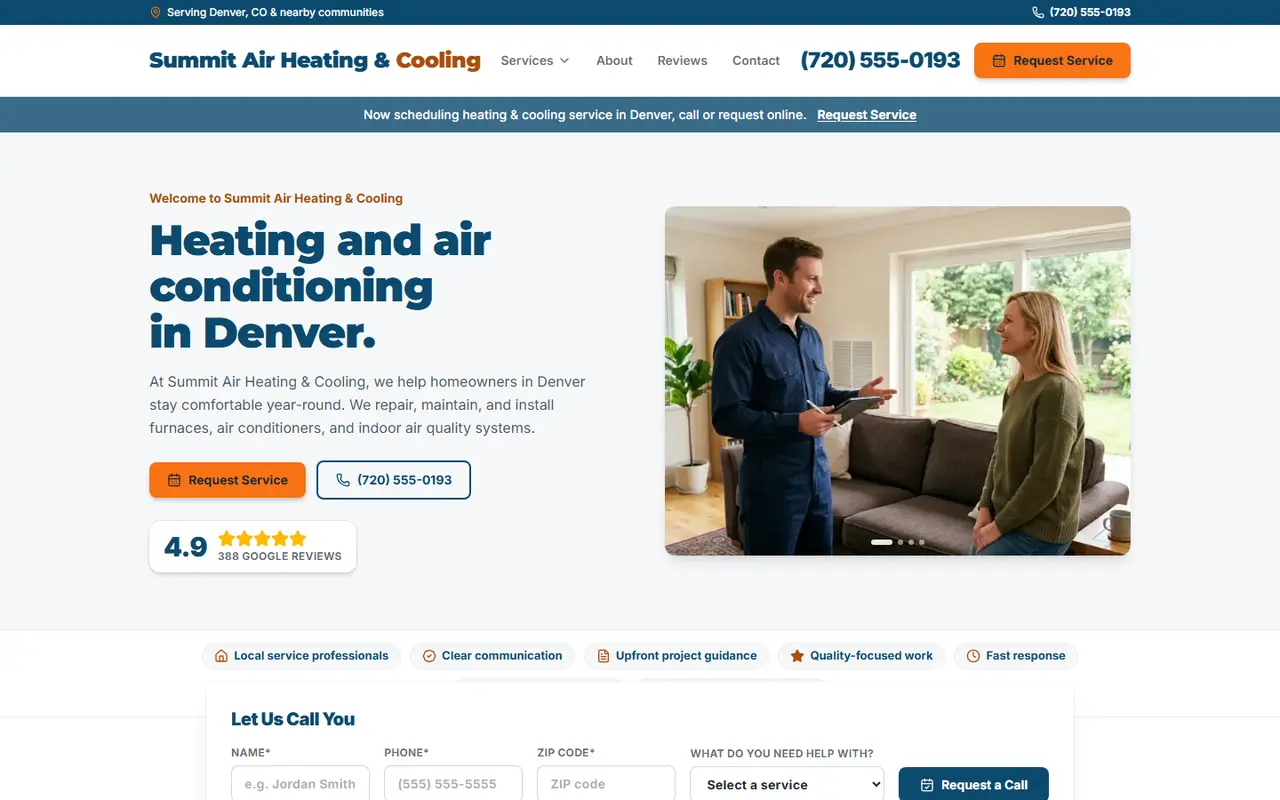 Heating & Air website design