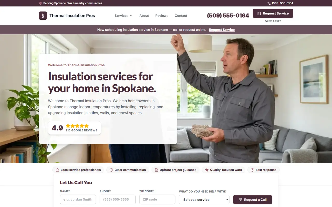 Example insulation website design
