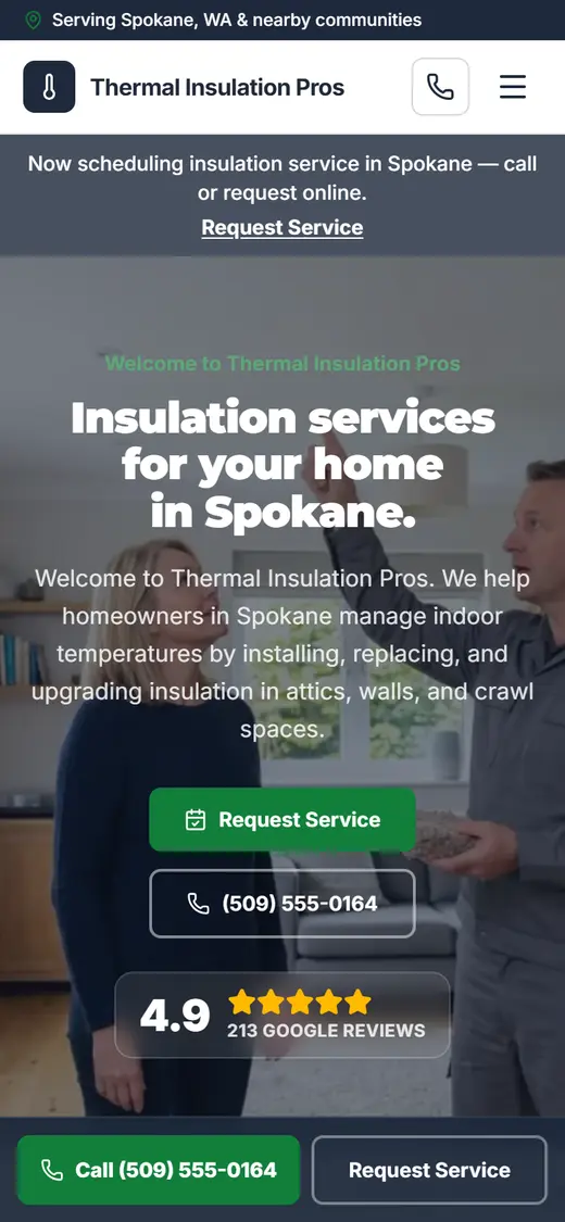 Insulation website design, look 2 on a phone