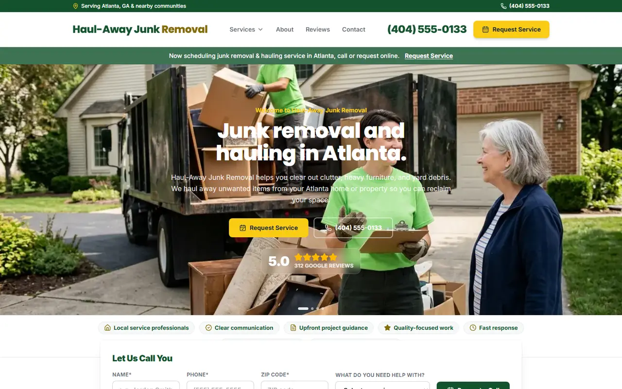 Junk Removal website design