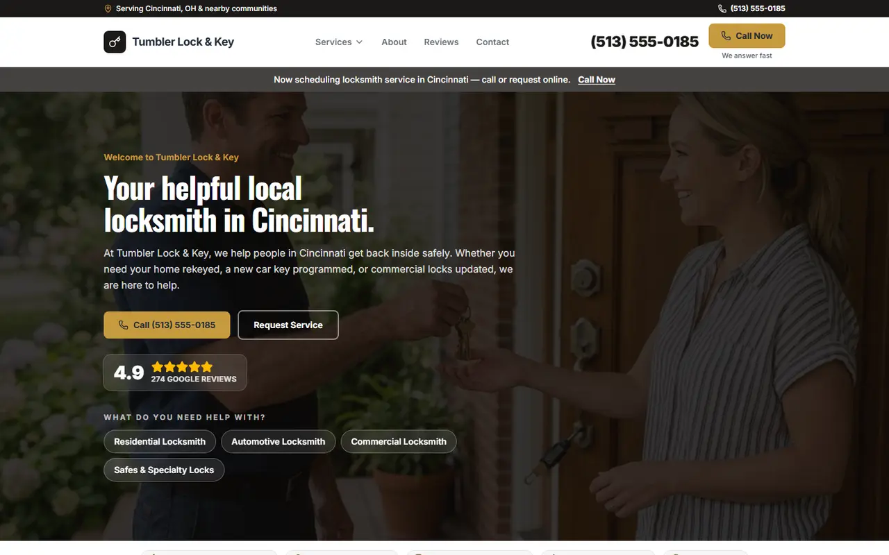 Example locksmith website design