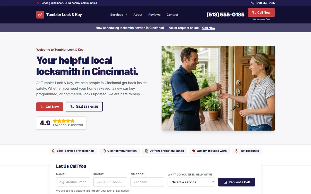 Locksmith website design, look 2