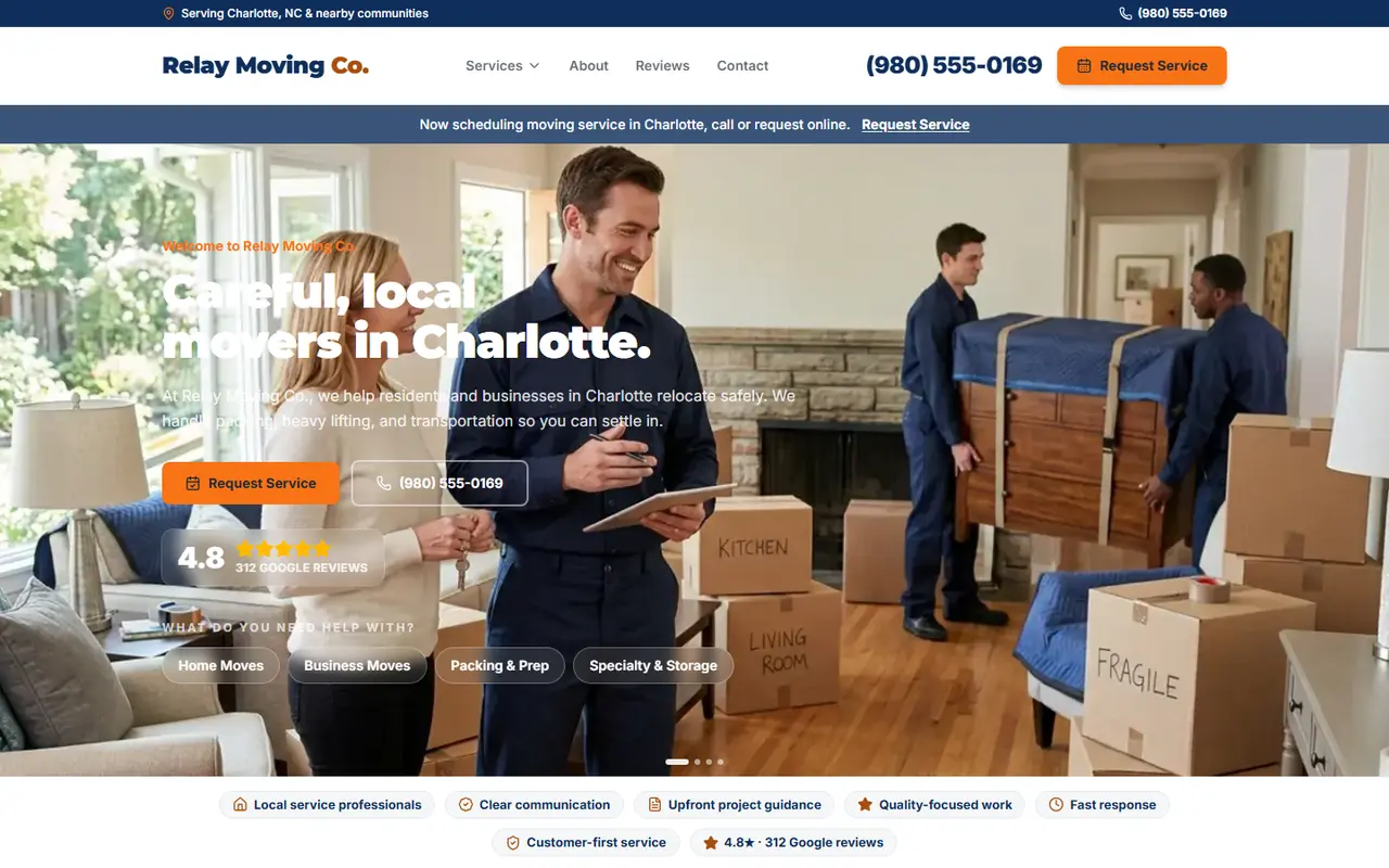 Movers website design