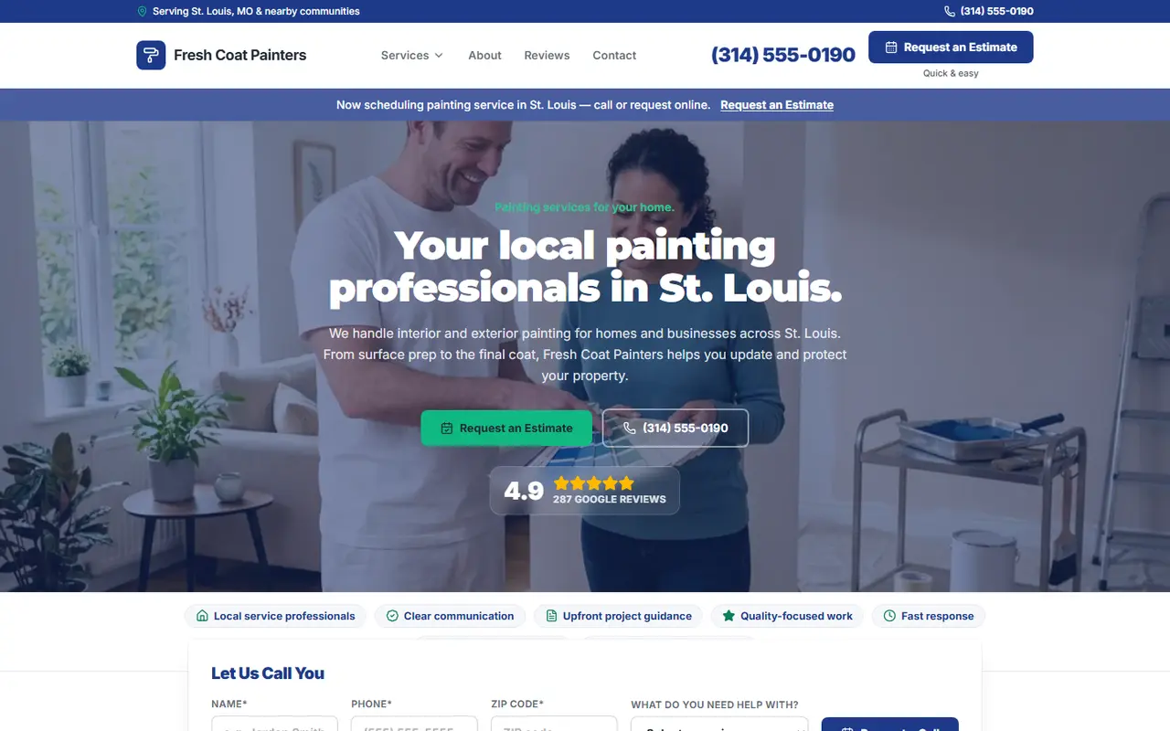 Example painting website design