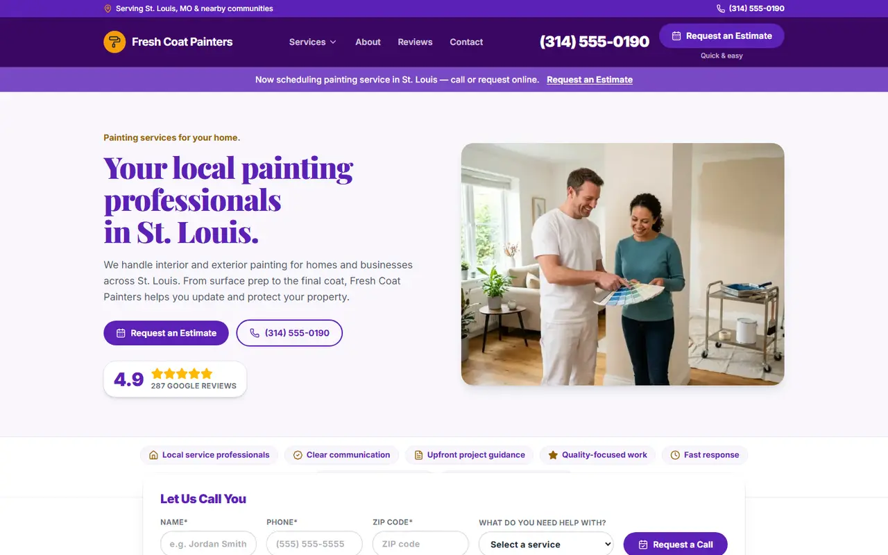Painting website design, look 2