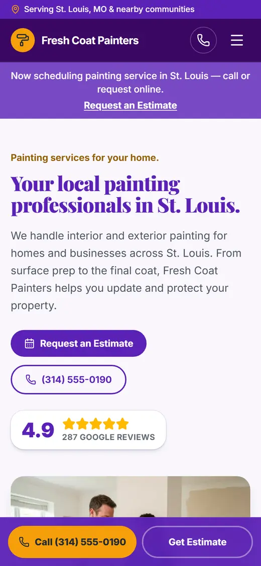 Painting website design, look 2 on a phone