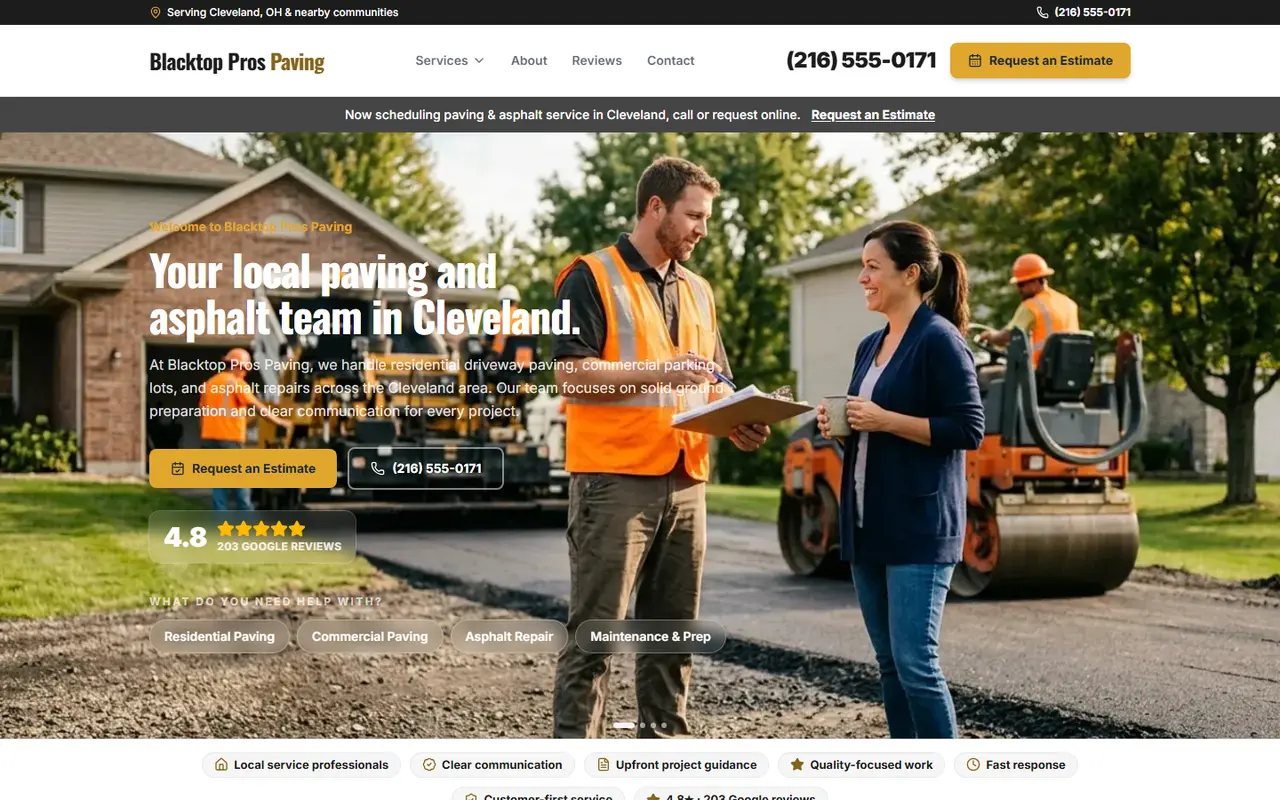 Paving & Asphalt website design