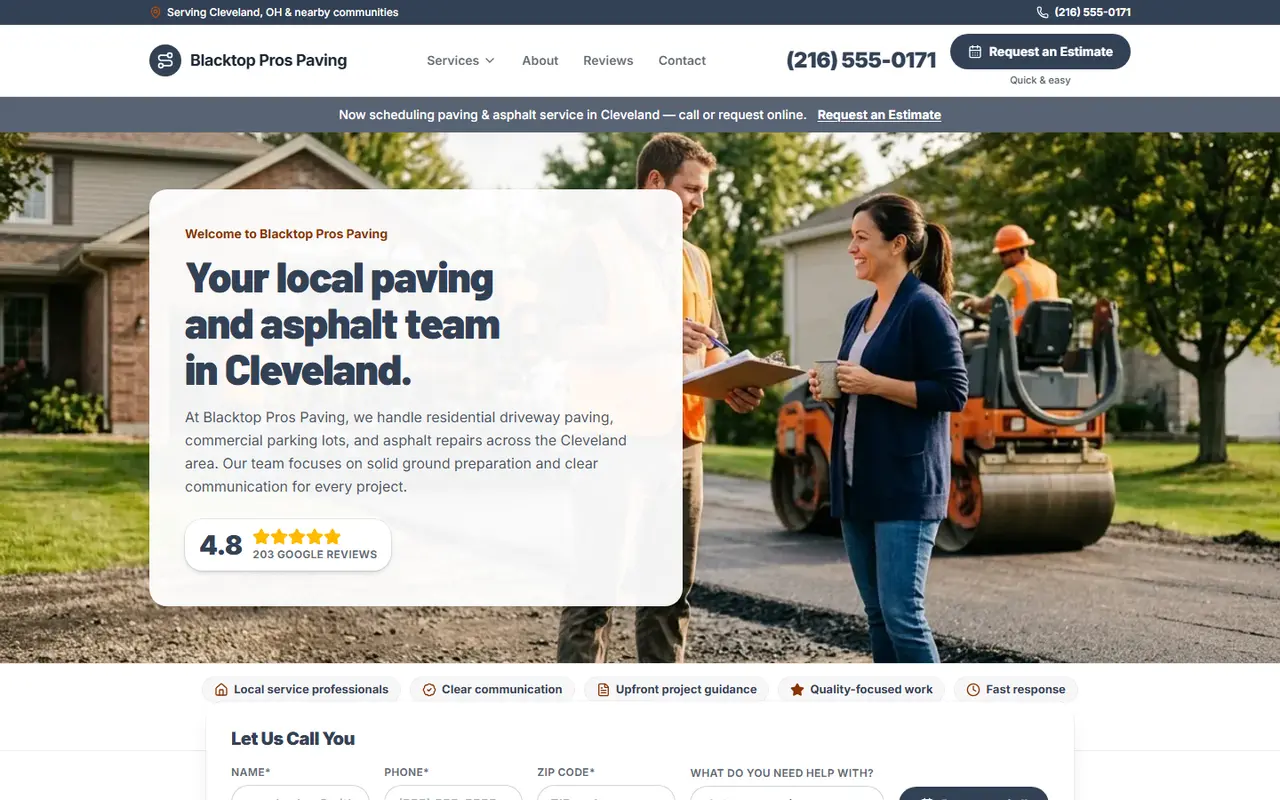 Paving & Asphalt website design, look 2