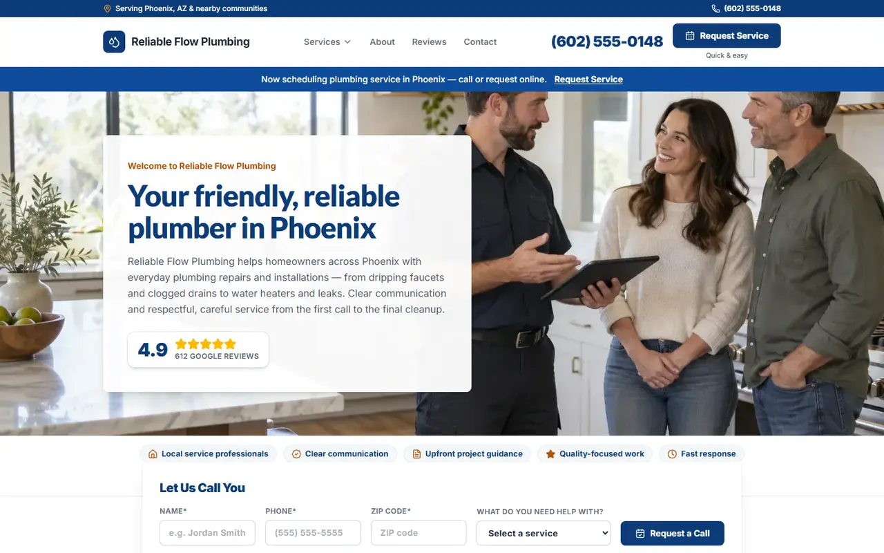 Example plumbing website design