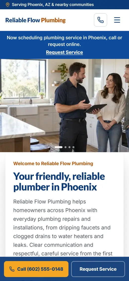 Example local business website built by LocalSitesBuilder on a phone