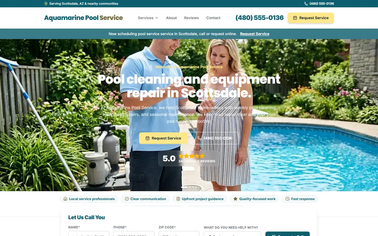 Pool Service website design
