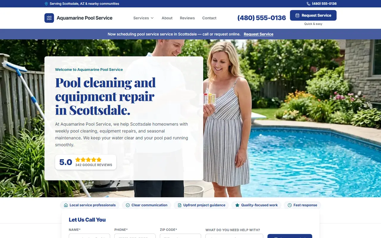Pool Service website design, look 2