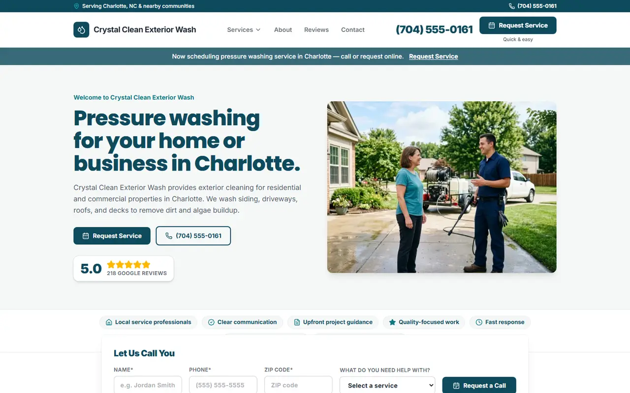 Example pressure washing website design