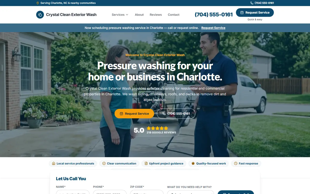 Pressure Washing website design, look 2