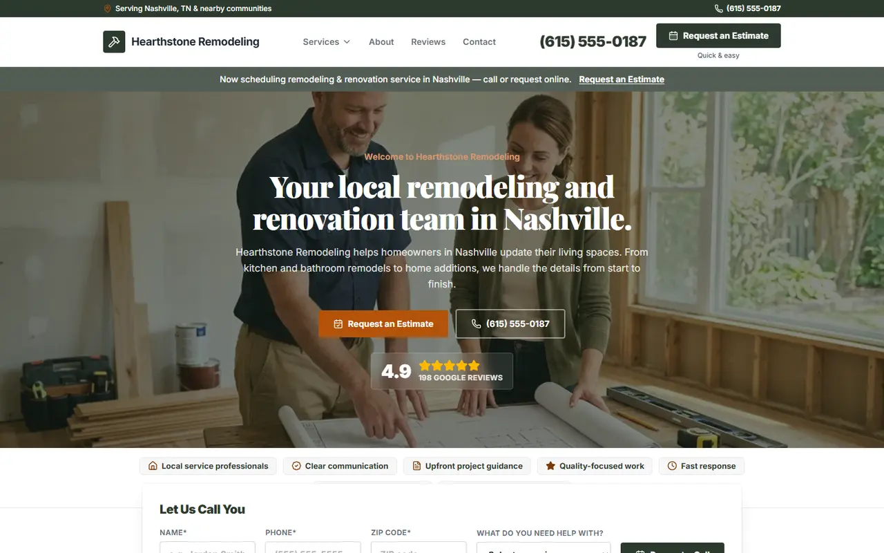 Remodeling website design, look 2