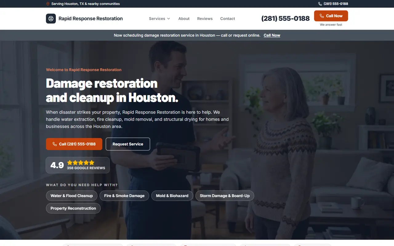 Example restoration website design