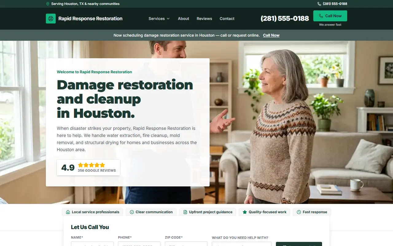 Restoration website design, look 2