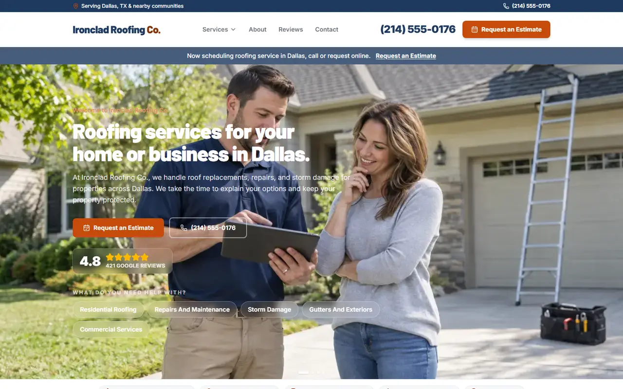 Roofing website design
