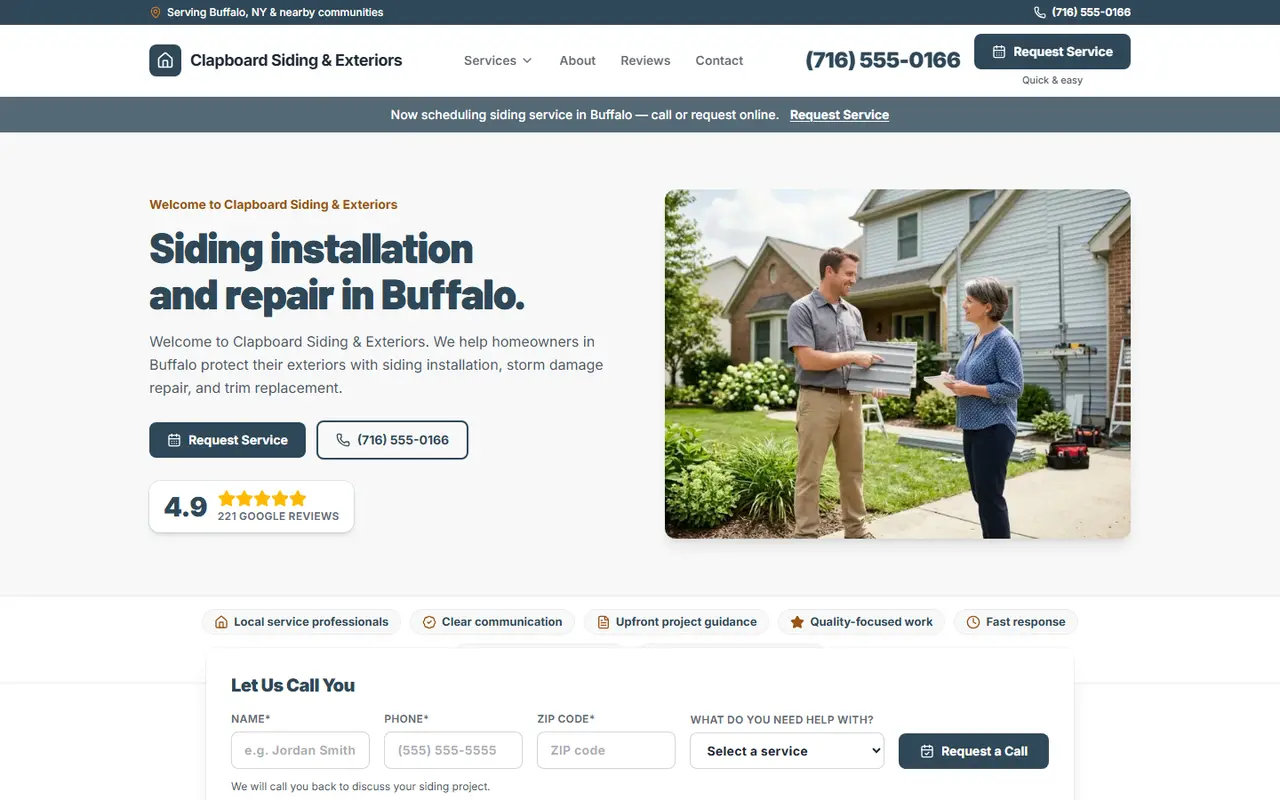 Example siding website design