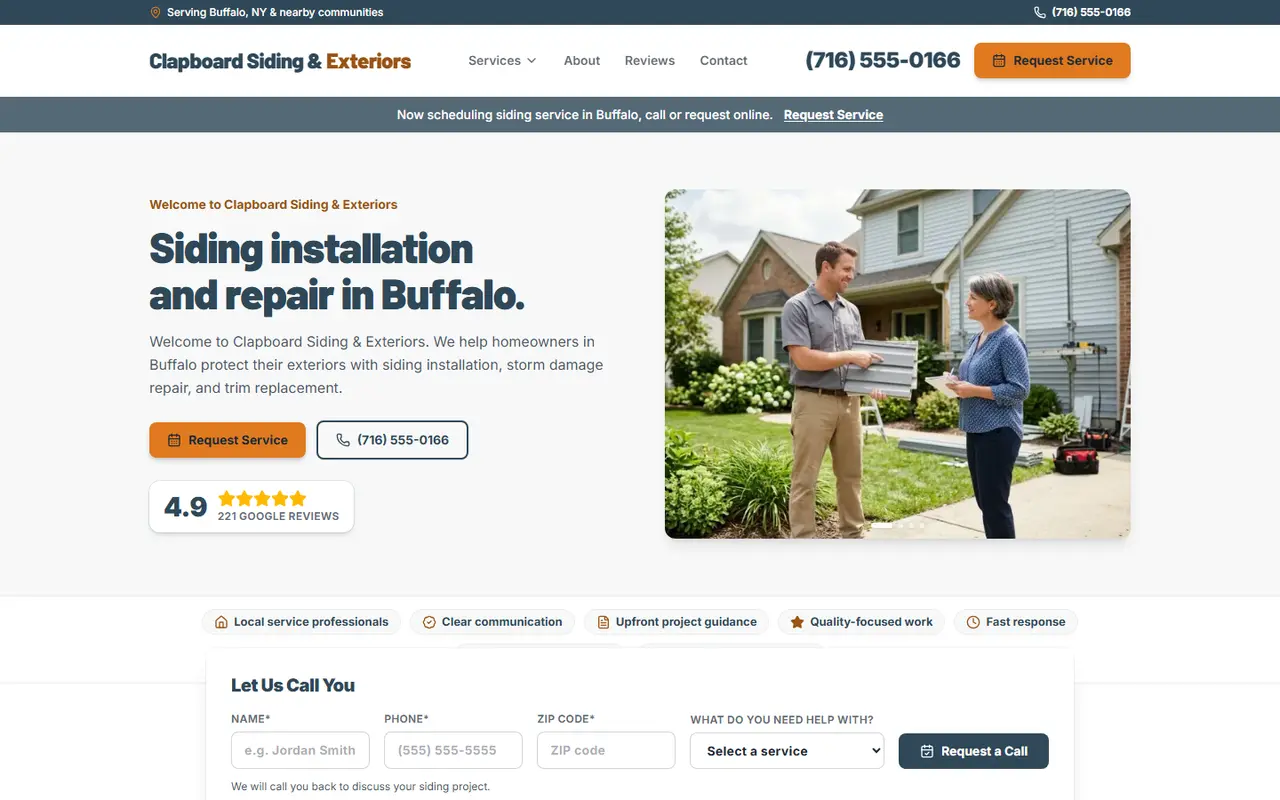 Siding website design