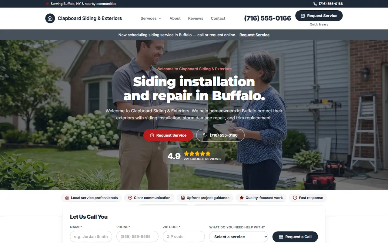 Siding website design, look 2