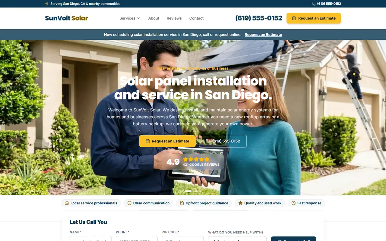 Solar website design