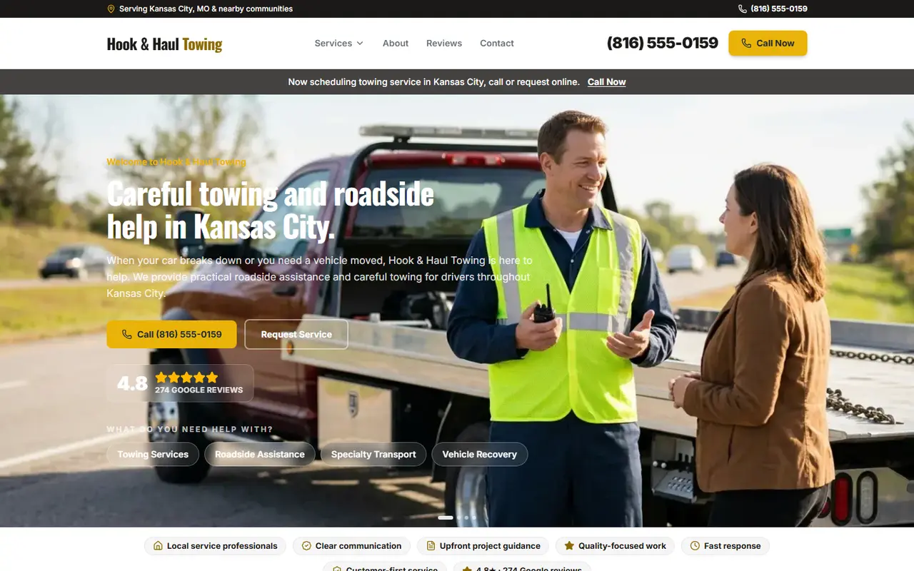 Towing website design