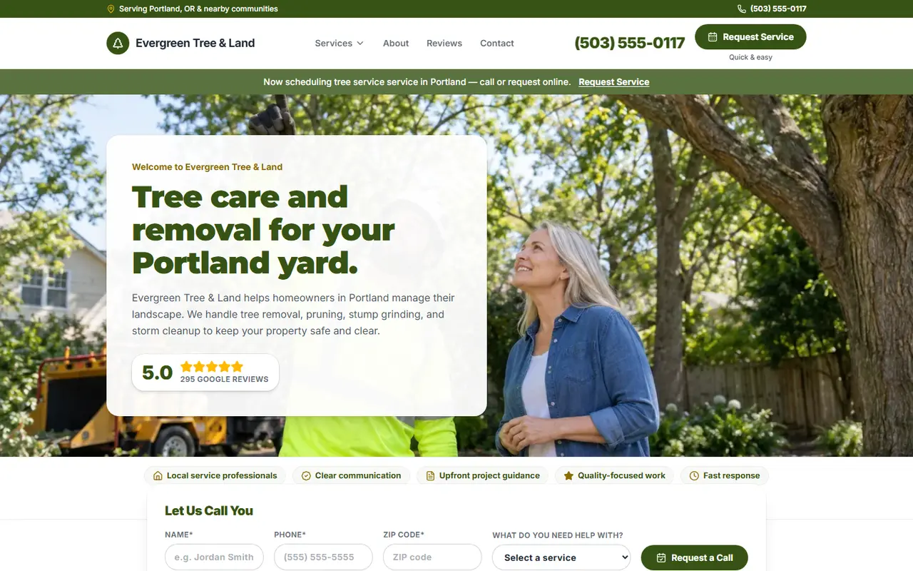 Tree Service website design, look 2