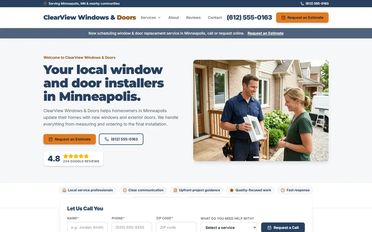 Windows & Doors website design