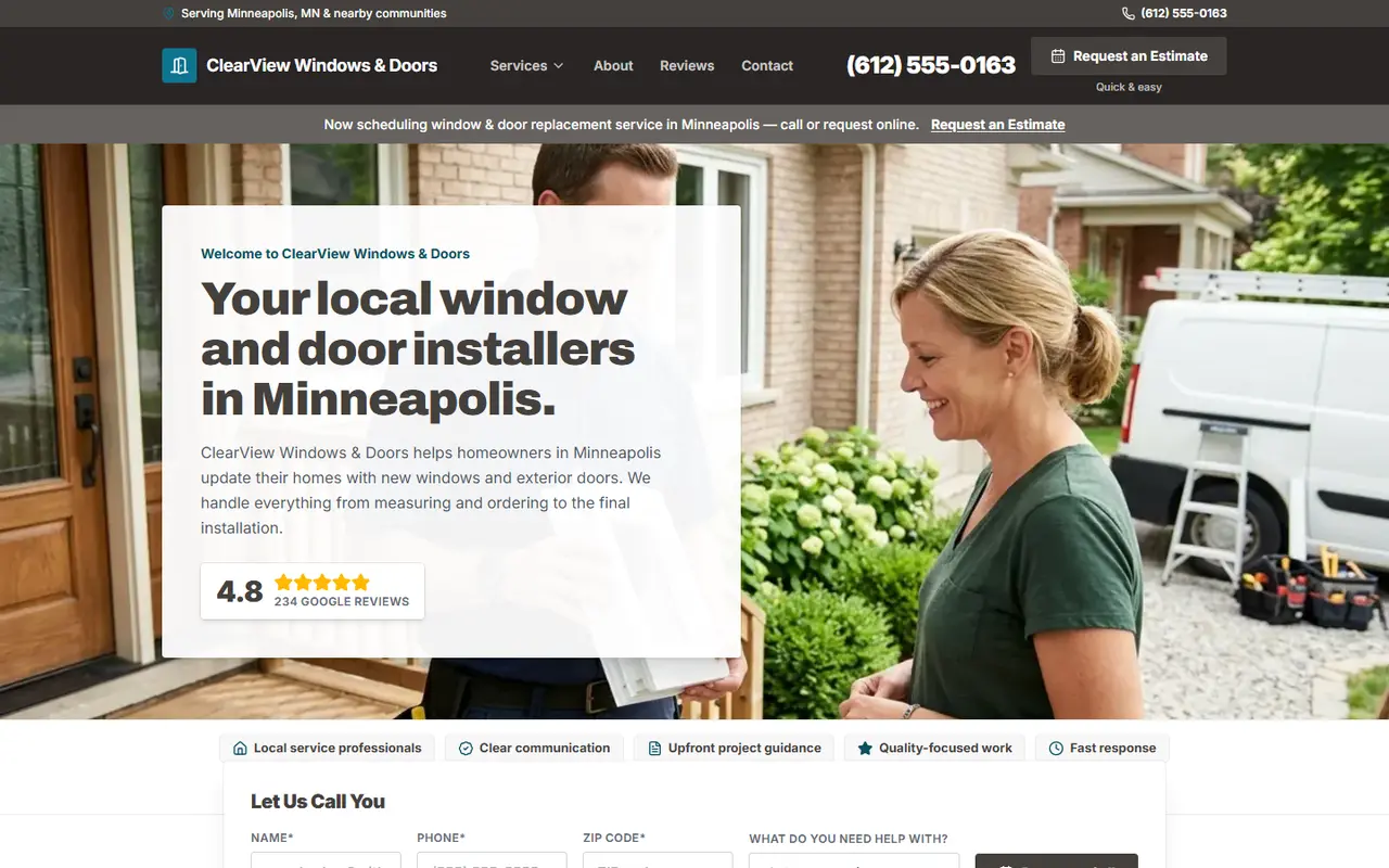 Windows & Doors website design, look 2