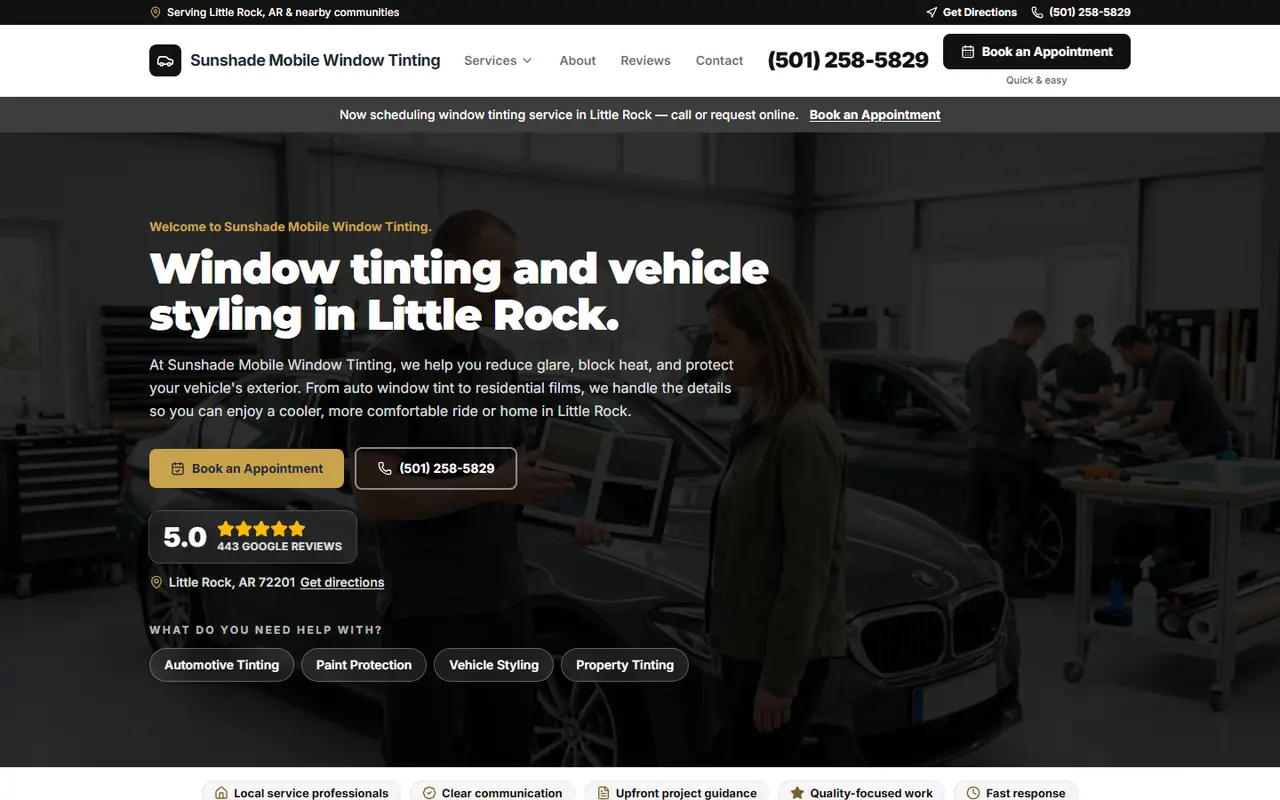 Example window tinting website design