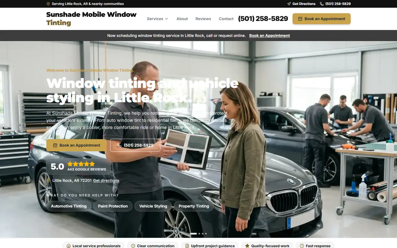 Window Tinting website design