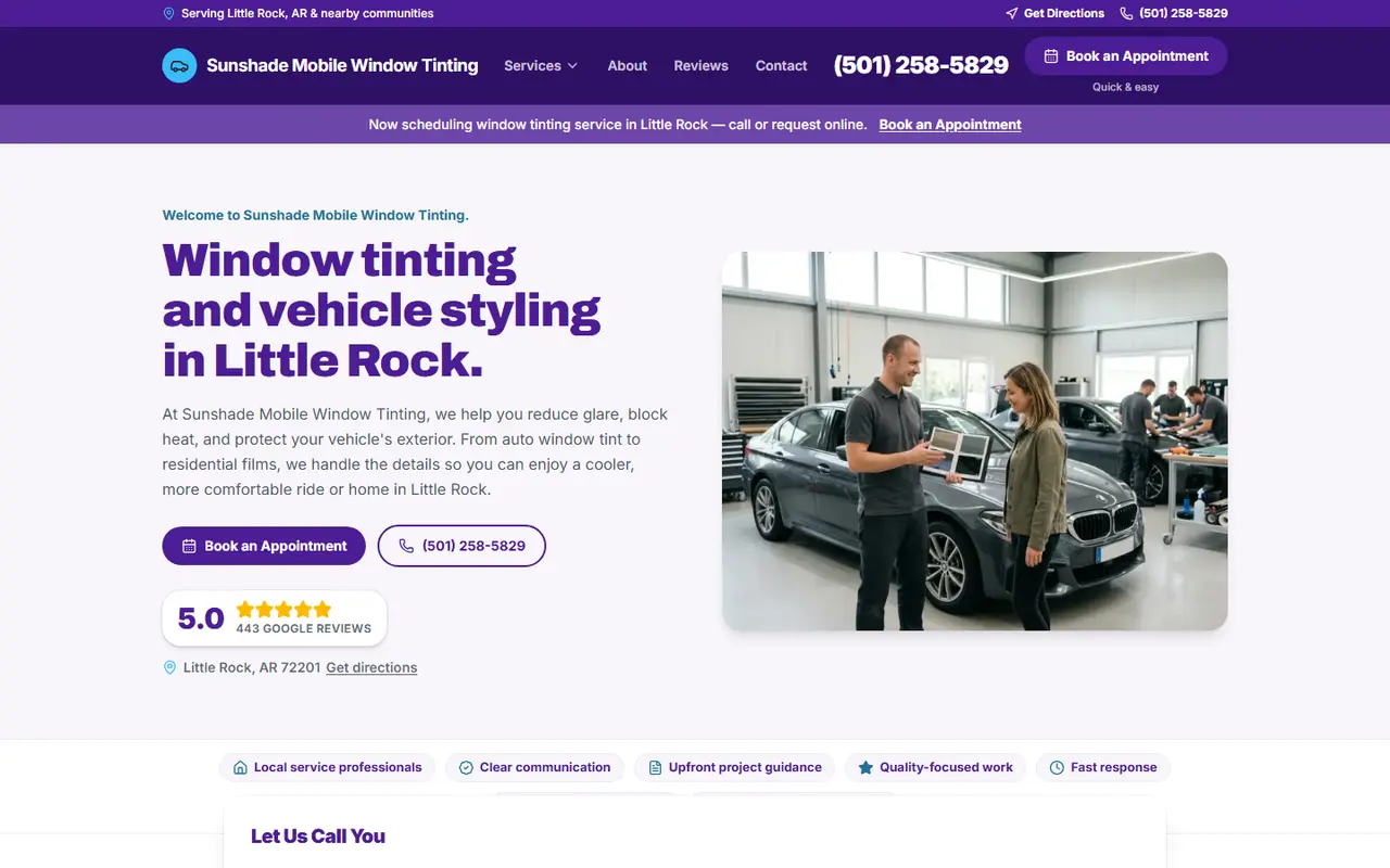 Window Tinting website design, look 2